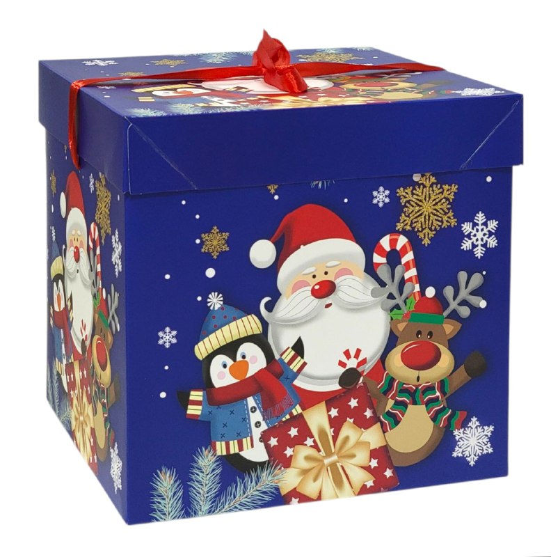 CAJA DE REGALO NAVIDEÑA GRANDE 22X22X22CM