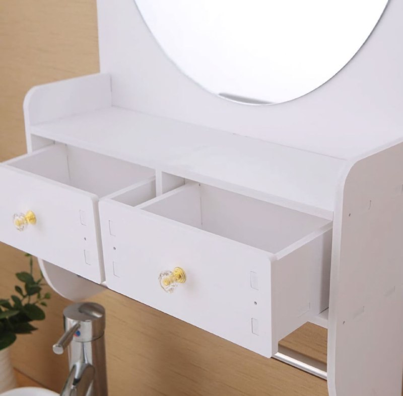 ESTANTE ORGANIZADOR DE PARED PARA BAÑO, TOCADOR CON ESPEJO COLOR BLANCO