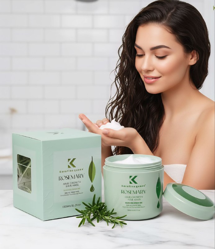 MASCARILLA PARA EL CABELLO 1000 ML DE ROMERO, MENTA PARA EL CRECIMIENTO DEL CABELLO, PARA TODO TIPO DE CABELLO, HIDRATA Y REPARA, DEJANDO SUAVIDAD, FUERZA Y BRILLO KERATINE QUEEN 1000ML