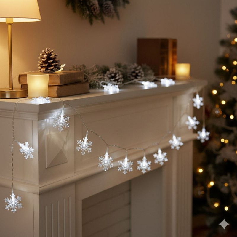 LUCES DECORATIVAS NAVIDEÑAS GUIRNALDA LED, PERFECTA PARA ARBOLES Y ESPACIOS INTERIORES O EXTERIORES, CAMBIOS DE LUZ BLANCA 9 DISEÑOS