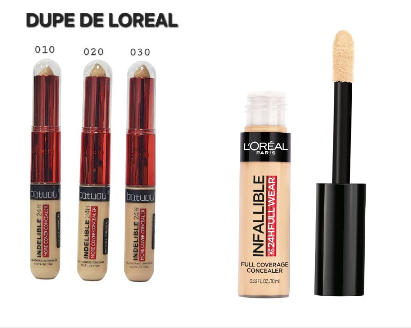 CORRECTOR CONCEALER BATUOLI 15G (DUPE LOREAL)  FLUIDO LIGERO DE COBERTURA PERFECTA, DIFUMINA IMPERFECCIONES DURADERO HASTA 24H, ACABADO MATTE NATURAL