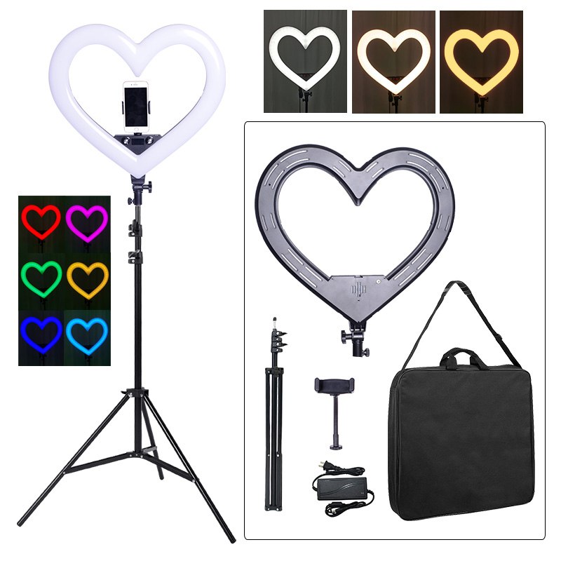 ARO DE LUZ LED EN FORMA CORAZON LUZ ANULAR BLANCA/RGB TRIPODE DE 1.7MTS SUNPAK