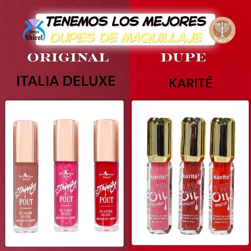 BRILLO LABIAL ACEITE HIDRATANTE 24H KARITE 5ML DUPE DE ITALIA DELUXE