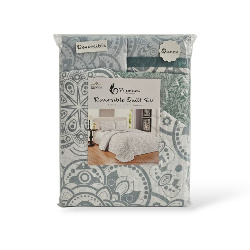 JUEGO DE SABANAS CAMERA TIPO EDREDON REVERSIBLE, DE 3 PIEZAS QUEEN BENELI HOME, 20 ESTILOS