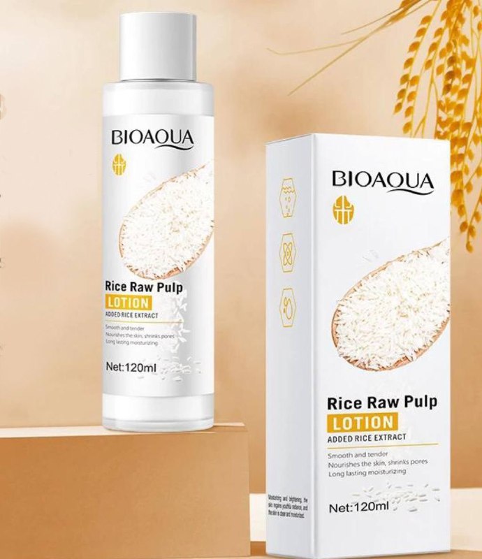 CREMA FACIAL, LOCION DE PULPA CRUDA DE ARROZ, VARIEDAD DE INGREDIENTES QUE CUIDAN LA PIEL, NUTRE LA PIEL SECA Y DESHIDRATADA, RETIENE EL AGUA Y SUAVIZA LA PIEL BIOAQUA 120ML