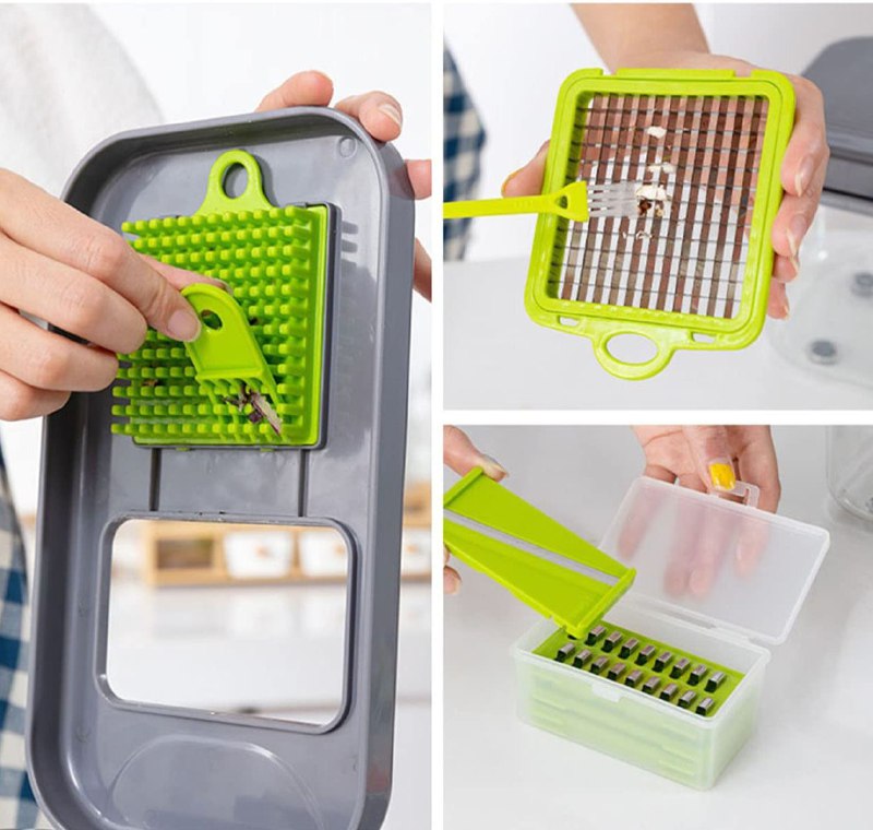 MAQUINA CHISMOLERA, 22 PIEZAS GRANDE CORTADORA DE VERDURAS MULTIFUNCIONAL 22 EN 1 CON CESTA DE DRENAJE, 16 CUCHILLAS DE ACERO INOXIDABLE, FACIL LIMPIEZA VEGGIE SLICER