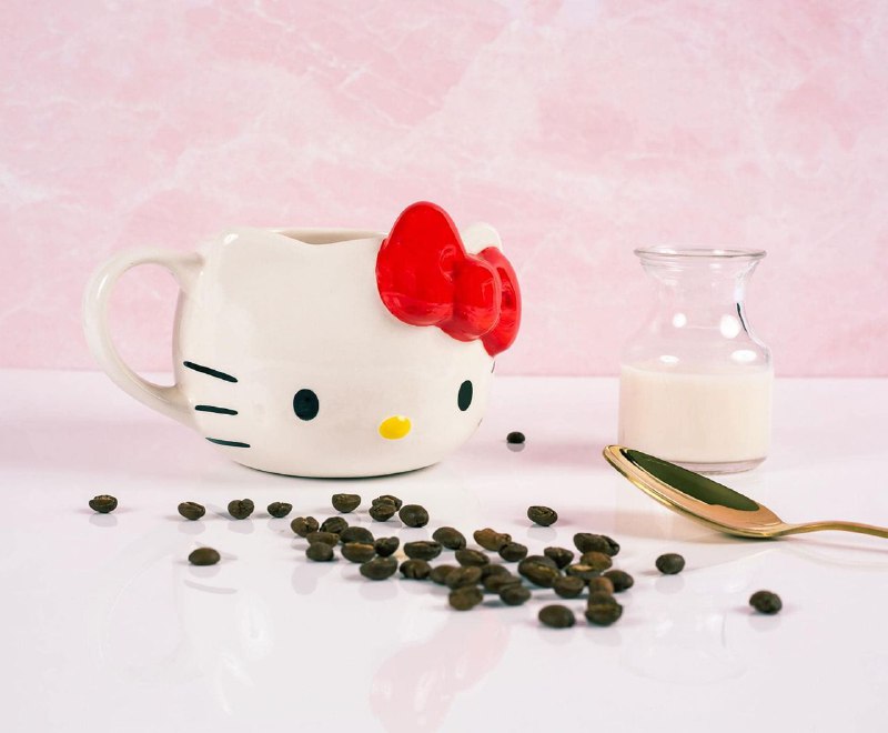 TAZA DE CERAMICA, RESISTENTE AL CALOR, MANGO CREATIVO DISEÑO HELLO KITTY