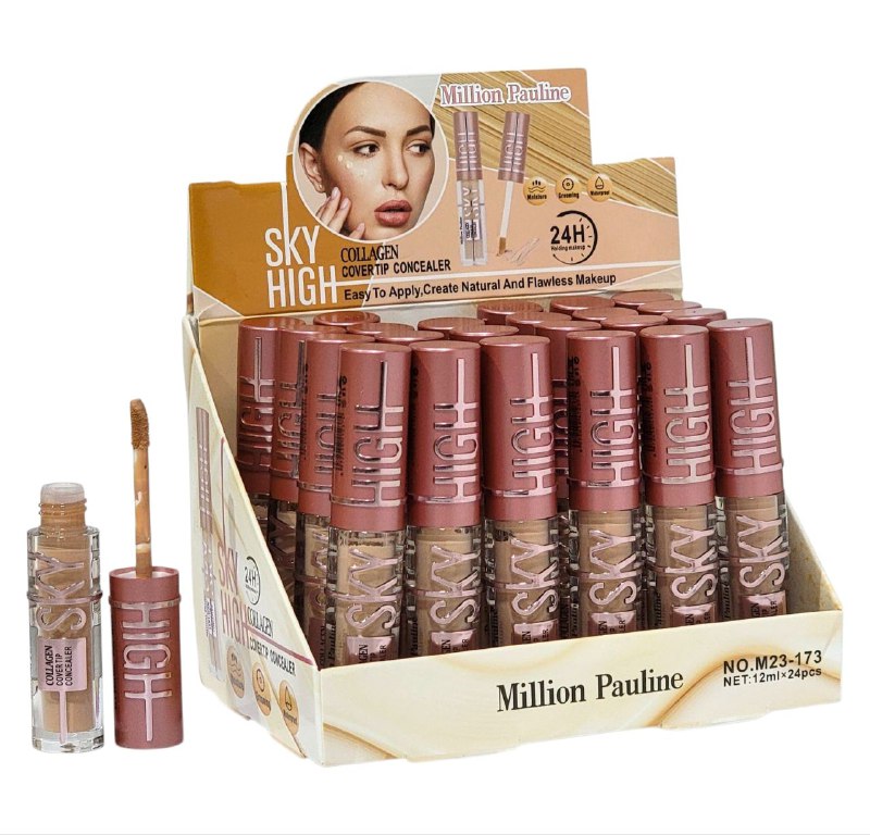 CORRECTOR DE OJERAS DUPE MAYBELLINE SKY HIGH  DE COLAGENO DE LARGA DURACION 24H, FACIL DE APLICAR, NATURAL, IMPECABLE 3 TONOS MILLION PAULINE SKY HIGH 12ML
