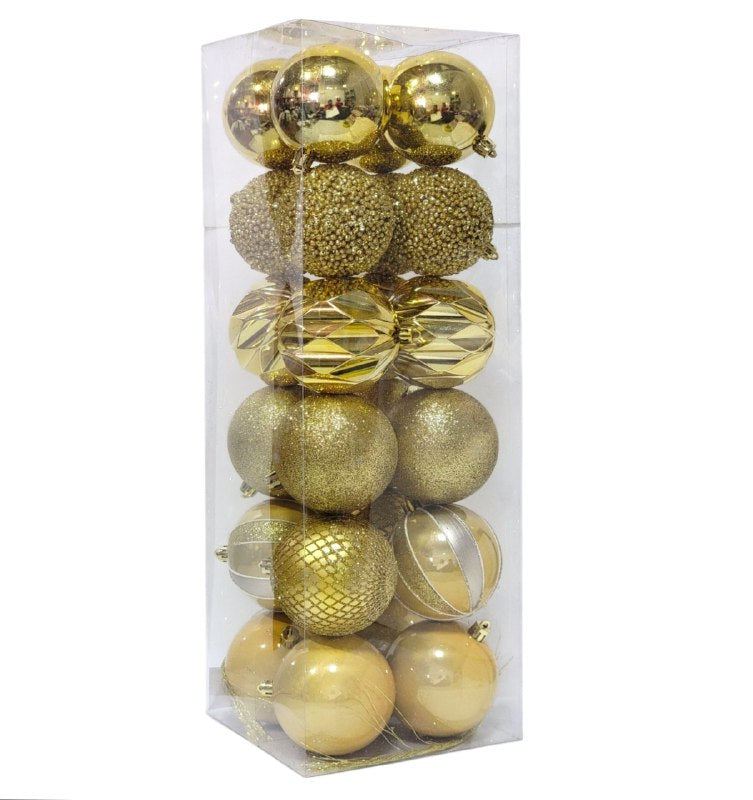 DECORACION ADORNO NAVIDEÑO PAQUETE DE 24 BOLAS DECORATIVAS, 8CM 49X64X49  IDEALES PARA DARLE UN TOQUE UNICO A TU ARBOL DE NAVIDAD