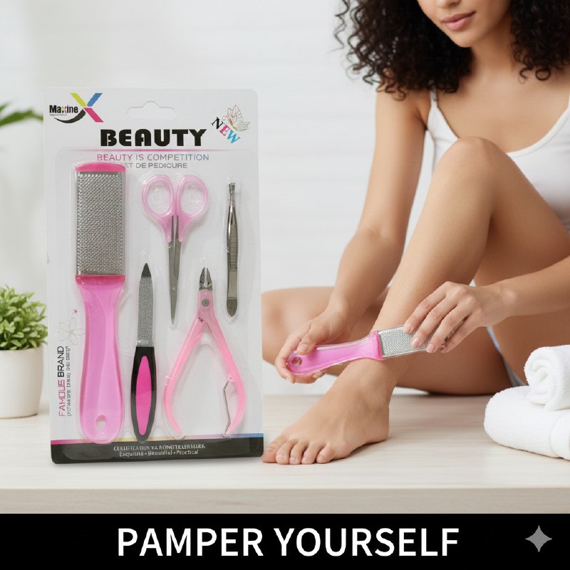 SET DE PEDICURA DE 5 PIEZAS ELIMINAN CALLOS, ALISAN LA PIEL Y MANTIENE TUS UÑAS IMPECABLES MAIXING BEAUTY 2 COLORES