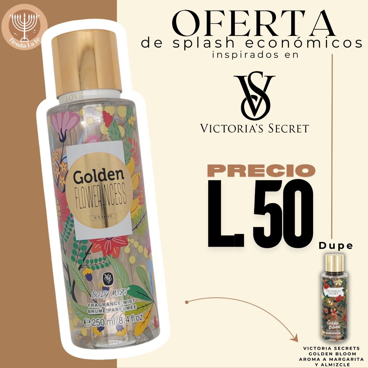 SPLASH VV LOVE GOLDEN FLOWERINCESS 250ML (M) (DUPE VICTORIAS SECRET GOLDEN BLOOM)