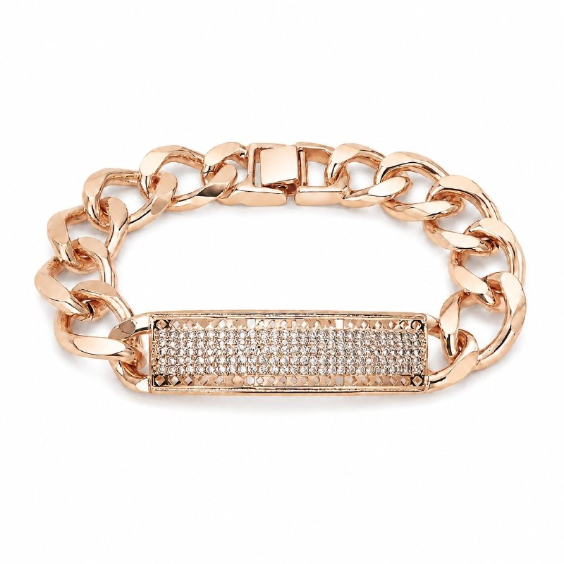 PULSERA DE ENCHAPE PARA CABALLERO, CON JOYAS  21CM