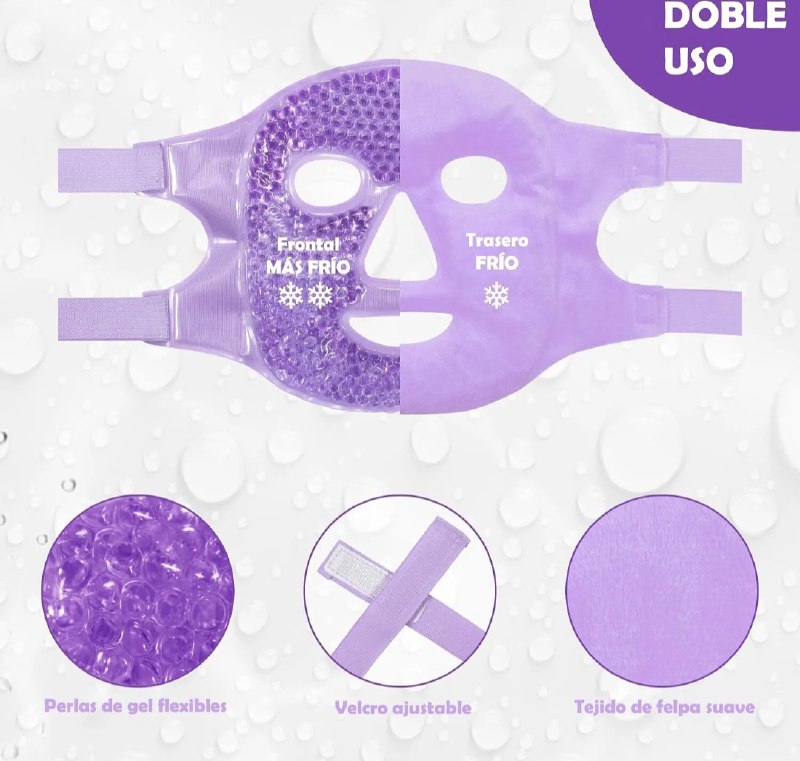 MASCARILLA FACIAL DE GEL REUTILIZABLE PARA TERAPIA DE FRIO Y CALOR 18X20CM
