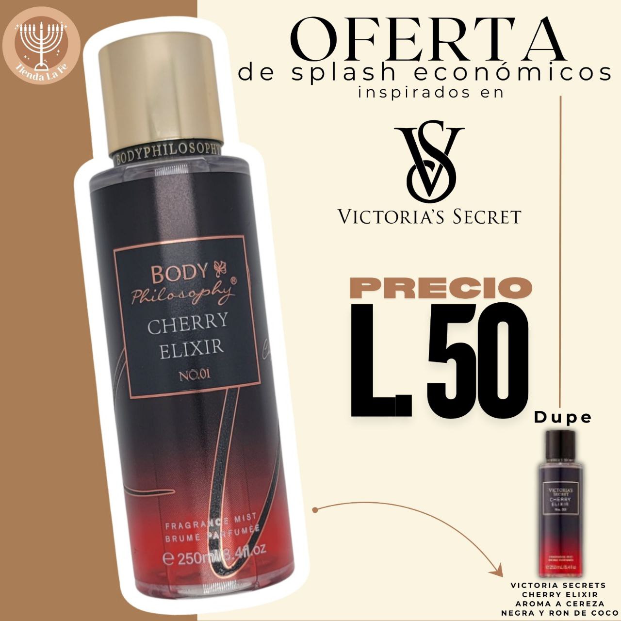 SPLASH BODY PHILOSOPHY CHERRY ELIXIR NO.01 250ML (M) (DUPE VICTORIAS SECRET SPLASH CHERRY ELIXIR NO.33)