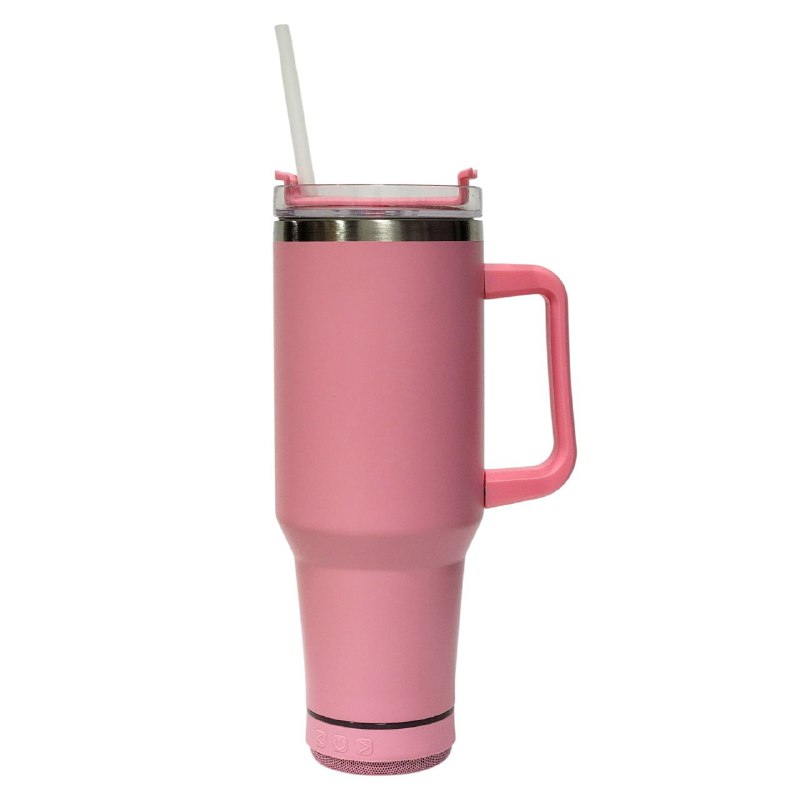 VASO TERMICO DE ACERO INOXIDABLE CON PARLANTE BLUETOOTH INCLUIDO, DOBLE PARED AISLADO AL VACIO CON ASA, CAPACIDAD 1200ML VACUUM