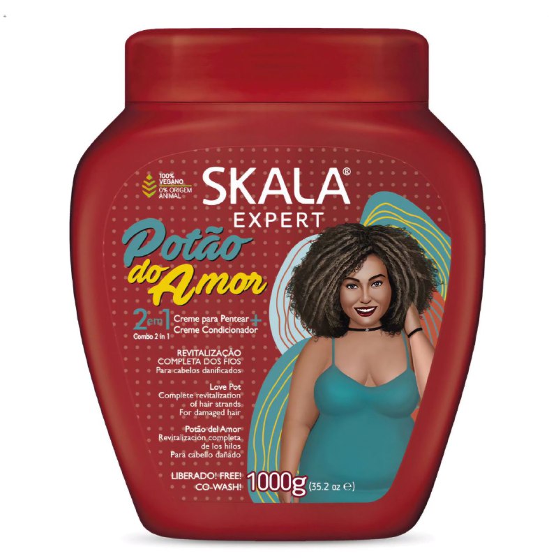 TRATAMIENTO CAPILAR EN CREMA 2 EN 1, TRATAMIENTO ACONDICIONADOR Y CREMA PARA PEINAR, REVITALIZACION COMPLETA DEL CABELLO DAÑADO SKALA EXPERT POTAO DO AMOR 1000G