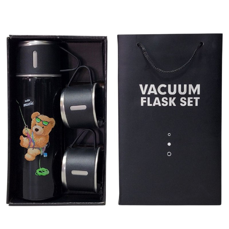 SET DE TERMO CON TAZAS DE ACERO INOXIDABLE 3 PIEZAS VACUUM FLASK 500ML 5 ESTILOS