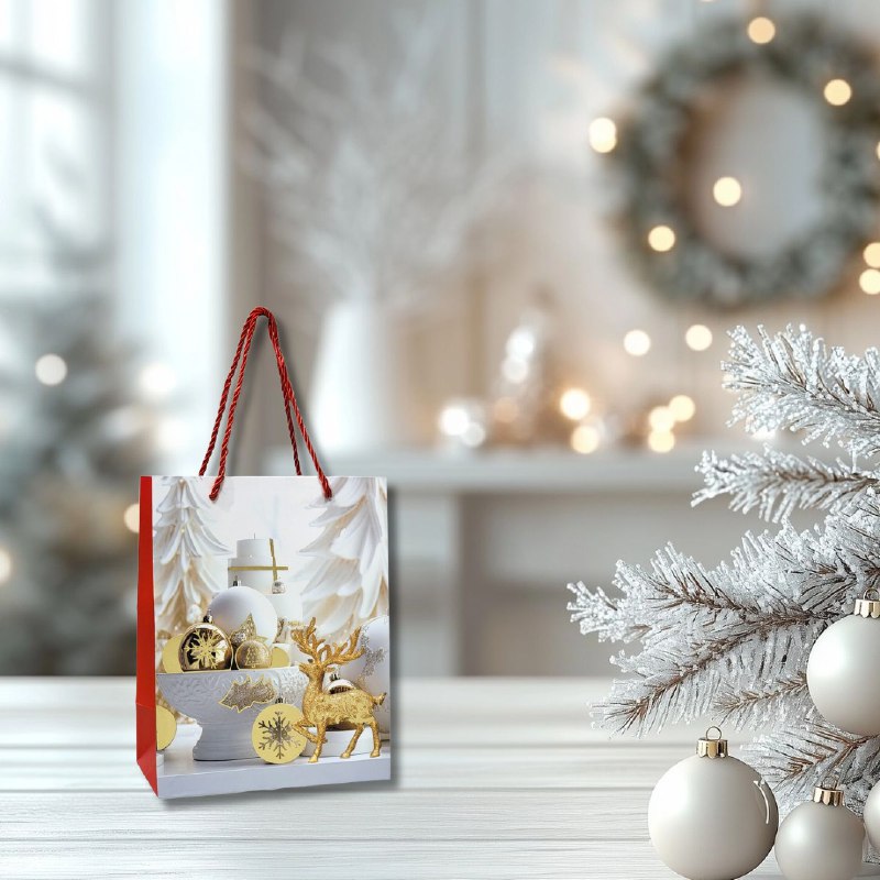 BOLSA DE REGALO NAVIDEÑA PEQUEÑA 18X23X10CM