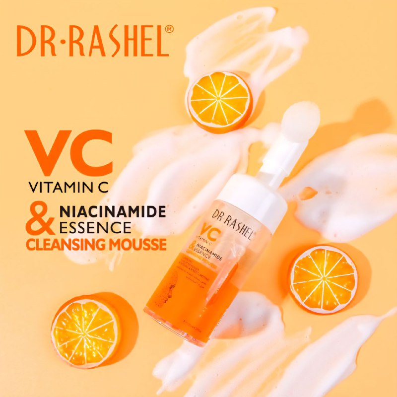 LIMPIADOR FACIAL EN ESPUMA ILUMINADOR Y DESMAQUILLANTE CON ESENCIA DE VITAMINA C Y NIACINAMIDA CON BROCHA DE SILICONA DR RASHEL 125ML