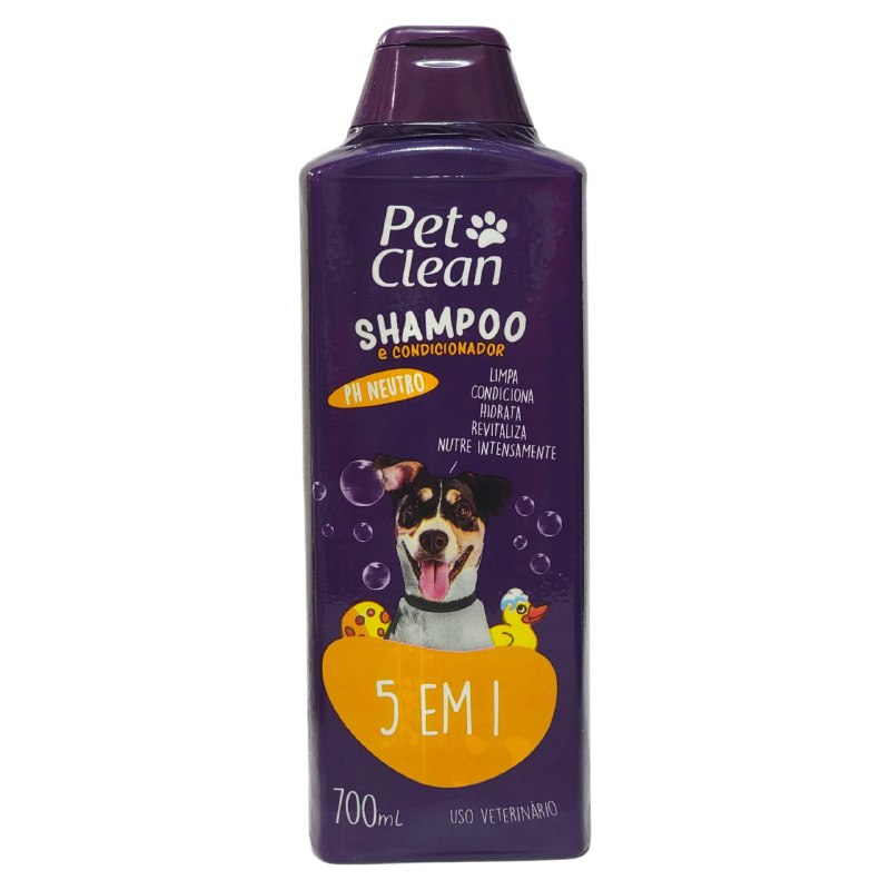 SHAMPOO Y ACONDICIONADOR PARA PERROS O Y GATOS 5 EN 1 PH NEUTRO PET CLEAN 700ML