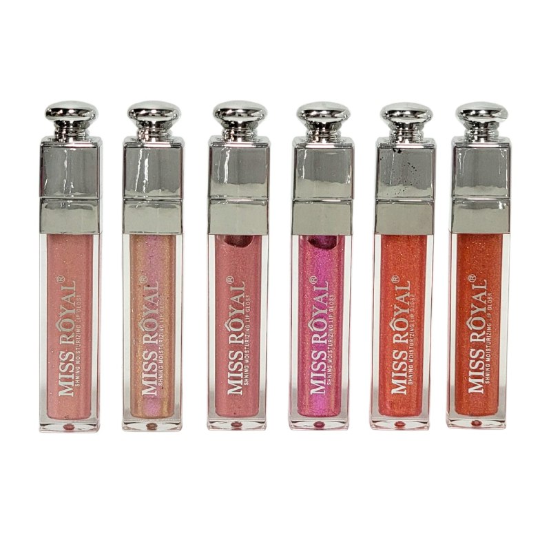 BRILLO LABIAL DUPE DE DIOR, LIP BRILLANTE HIDRATANTE ENCANTADOR EN SET DE 6 PIEZAS MISS ROYAL 6G
