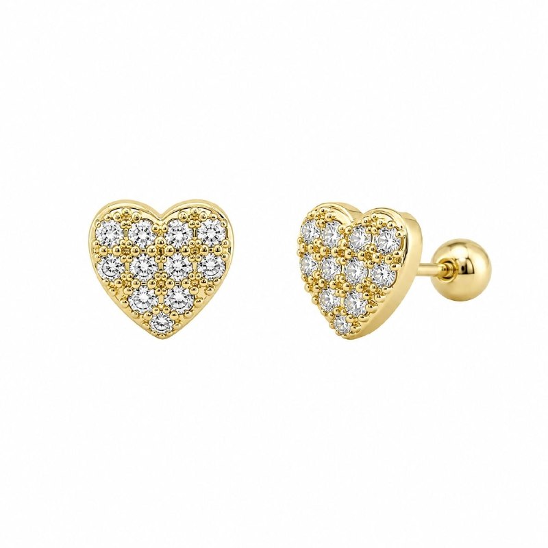 ARITOS DE ENCHAPE PARA DAMA CON DISEÑO CORAZON 2CM
