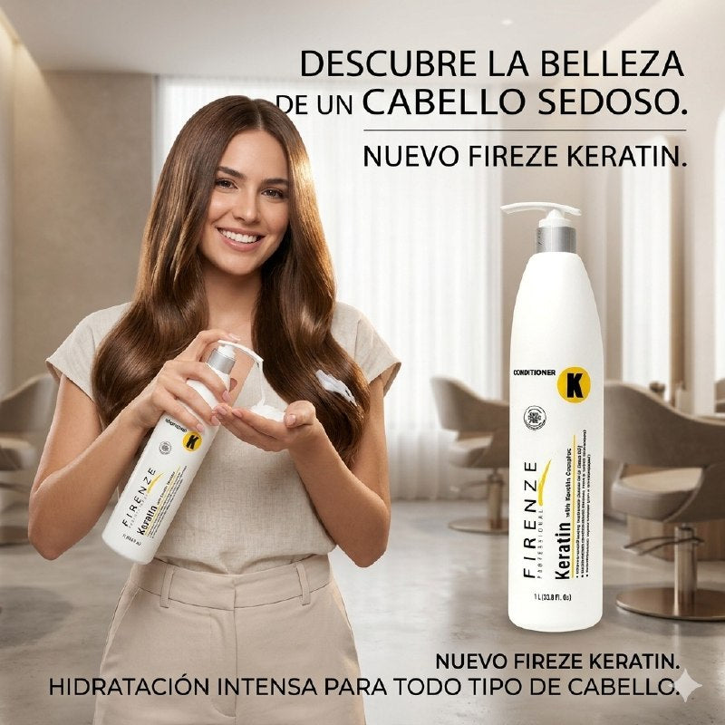 ACONDICIONADOR 3 EN 1, ACONDICIONA, CREMA DE PEINAR O PROTECTOR TERMICO LIBRE DE SAL FIRENZE 1L