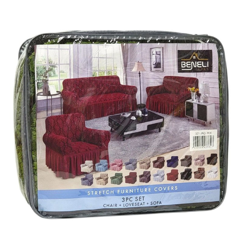 SET DE FORROS ELASTICOS DE MUEBLES, JUEGO DE 3 PIEZAS PARA MUEBLES VARIOS COLORES BENELI HOME