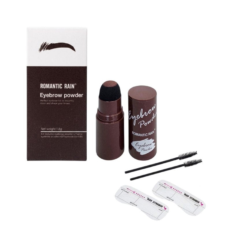KIT PARA CEJAS PERFECTAS CON POLVO CEPILLOS Y PLANTILLAS DE CEJA 3 TONOS ROMANTIC RAIN 1.8G