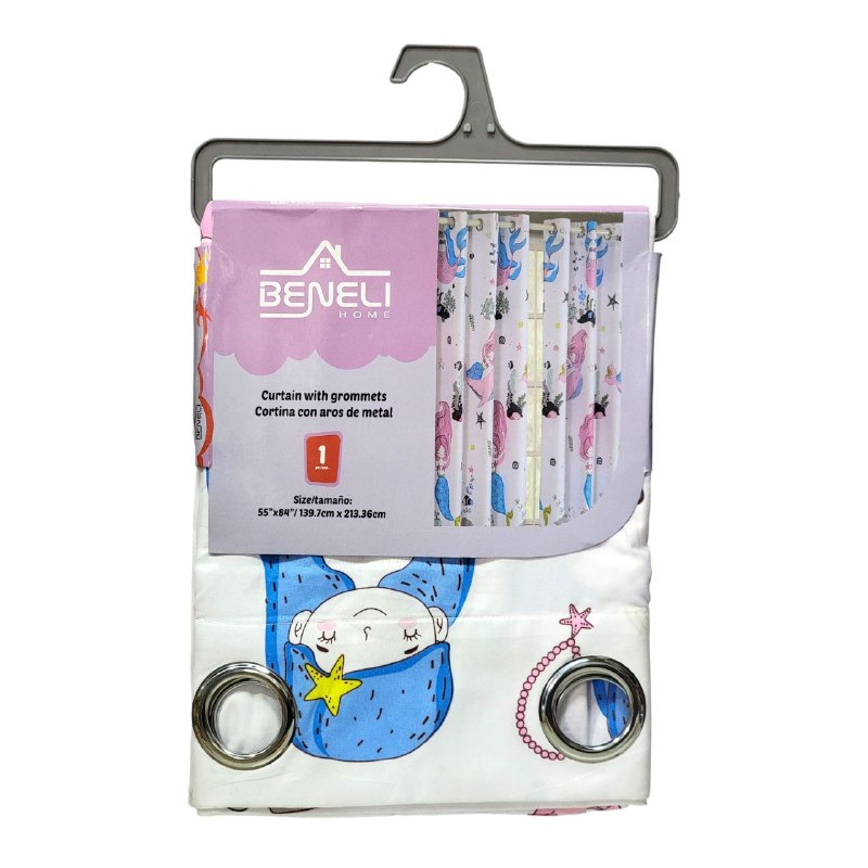 JUEGO DE SABANAS MATRIMONIAL EN SET CON CORTINAS PARA NIÑAS DE 6 PIEZAS SIRENAS BENELI HOME