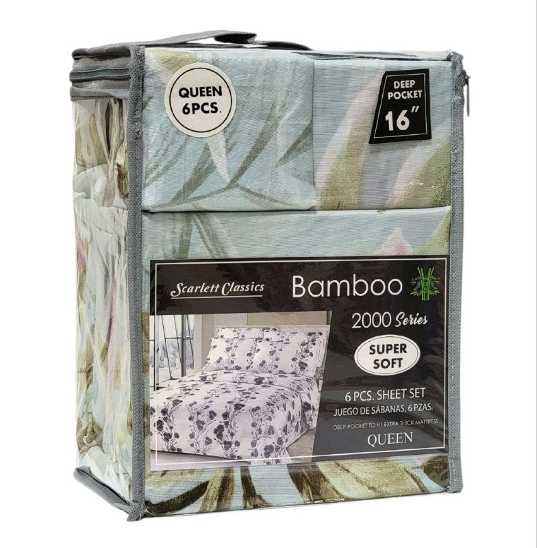 JUEGO DE SABANAS CAMERA DE 6 PIEZAS QUEEN SCARLETT CLASSICS BAMBOO, 54 ESTILOS