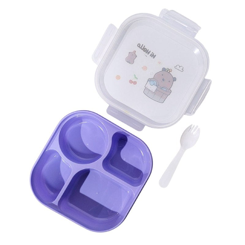 RECIPIENTE PANA PARA ALIMENTOS INFANTIL DE 4 COMPARTIMIENTOS CON TENEDOR BENELI HOME 21X21X6CM