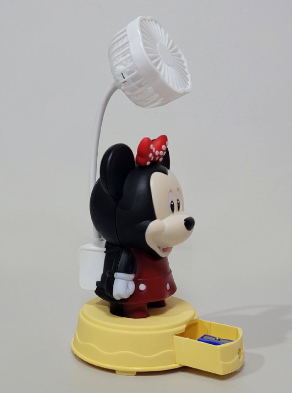 VENTILADOR DE MESA RECARGABLE DE MINNIE MOUSE CON SACAPUNTAS TABLE FAN