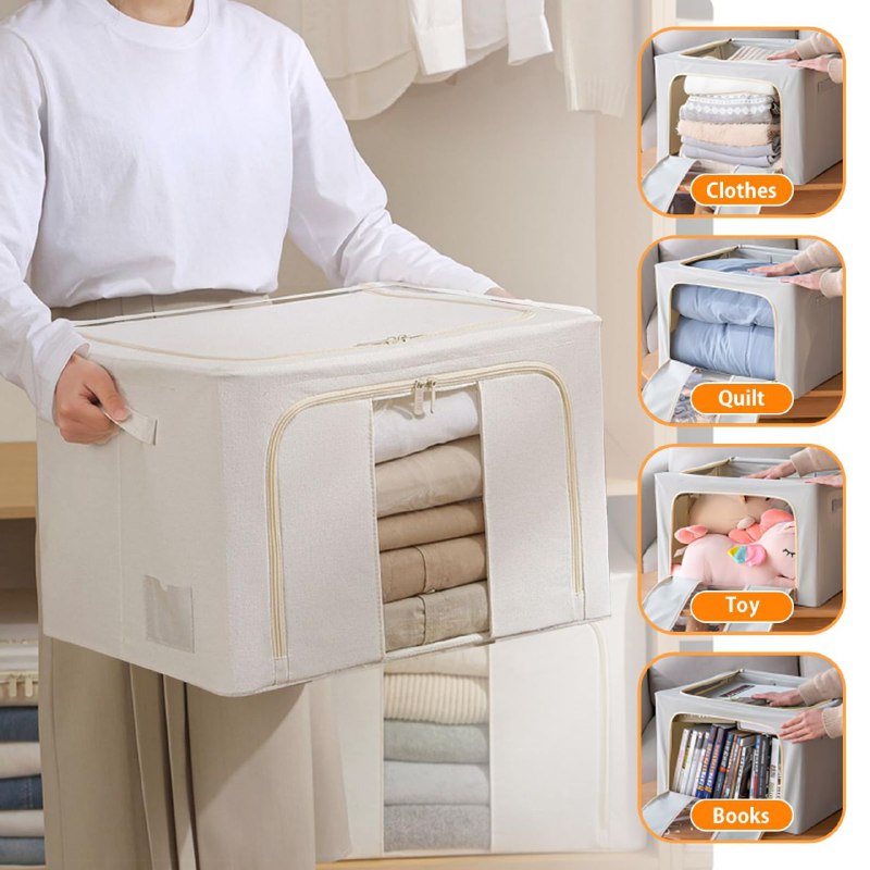 ORGANIZADOR CAJA DE ALMACENAMIENTO PLEGABLE DE TELA MULTIFUNCIONAL PARA ORGANIZAR ROPA, JUGUETES O LIBROS 51X40X30CM