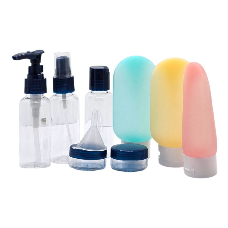 SET PARA VIAJAR VACIAS, EFICIENCIA DE ALMACENAMIENTO COMODO DE 7 PIEZAS, PARA LIQUIDOS Y CREMAS PARA VIAJES TRAVEL