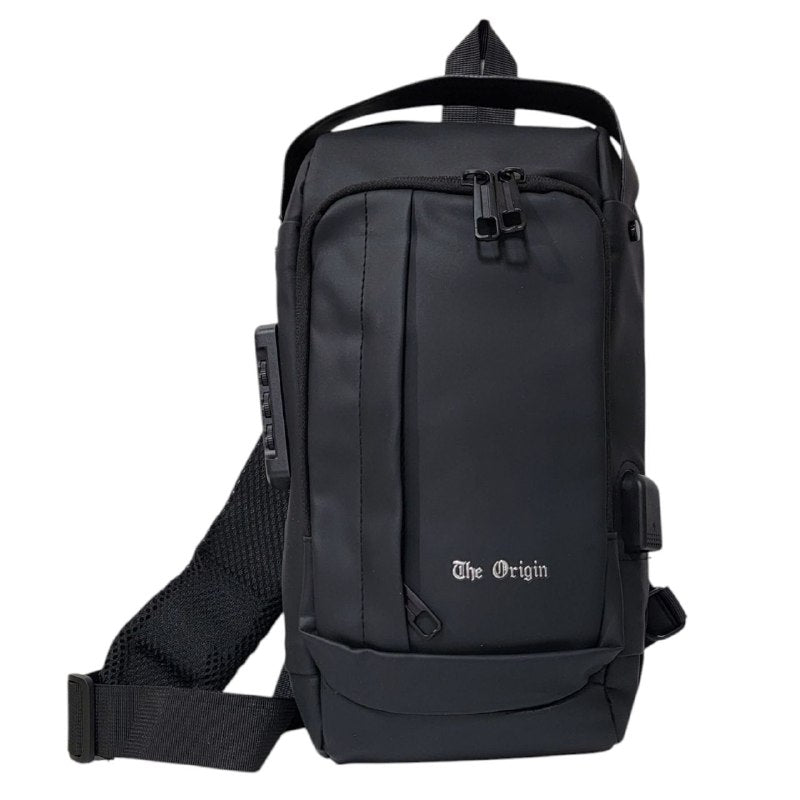 MOCHILA CRUZADO IMPERMEABLE PARA HOMBRE CON PUERTO DE CARGA USB, PARA SENDERISMO Y CAMINAR, DURADERO, RESISTENTE CON CANDADO ANTIRROBO THE ORIGIN 21X35CM