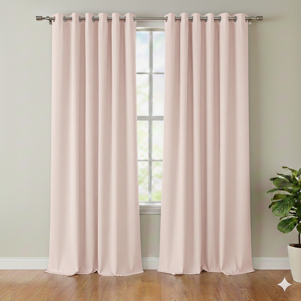 CORTINA BLACKOUT COLOR ROSA PASTEL CON OJALES DE METAL 1 PANEL HPC POLO 132X228CM