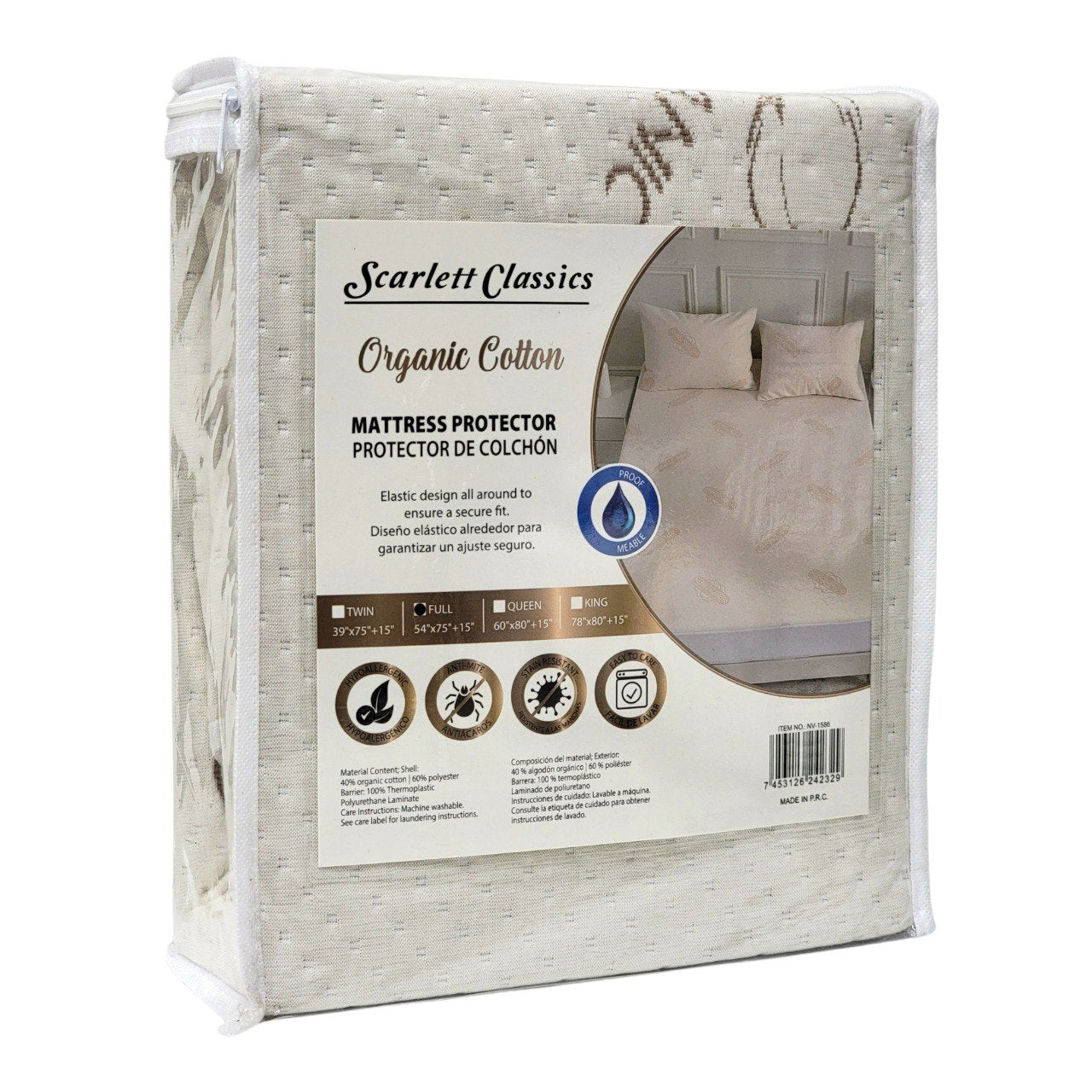 PROTECTOR DE COLCHON QUEEN SCARLET CLASSICS 137X190+38CM
