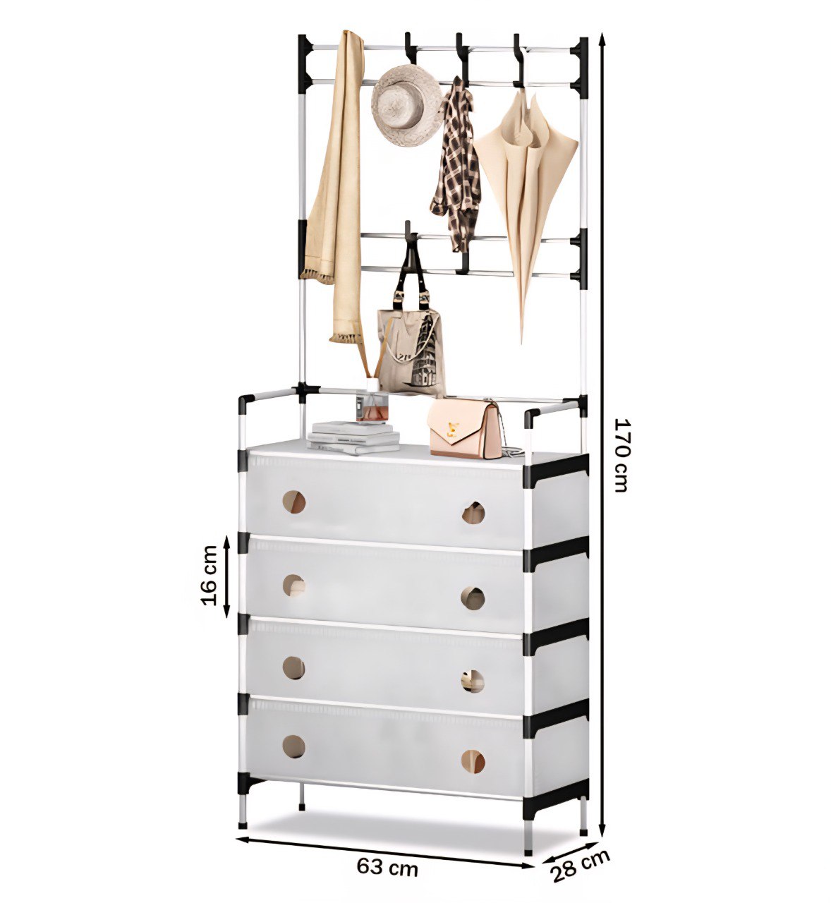 ORGANIZADOR  ESTANTE INTEGRADO MULTIFUNCIONAL SIMPLE 16X28X63X170CM