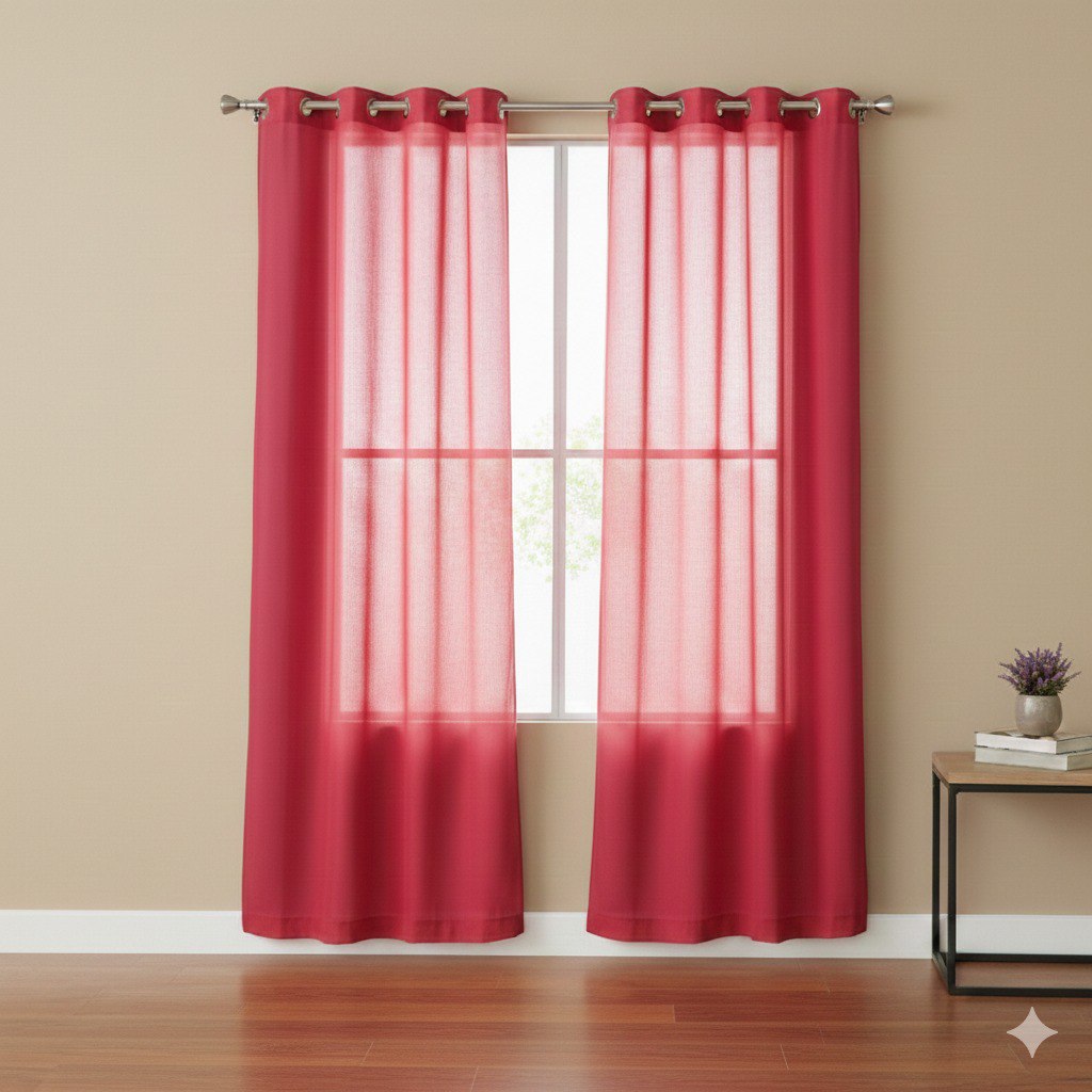 CORTINA TERGAL LISA PARA VENTANA CON OJALES METALICOS COLOR FUCSIA SOLID VOILE 132X228CM