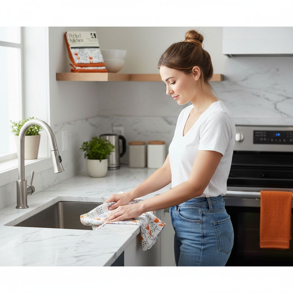 SET DE TOALLAS Y PAÑOS DE COCINA 100% MICROFIBRA 4PCS PERFECT KITCHEN