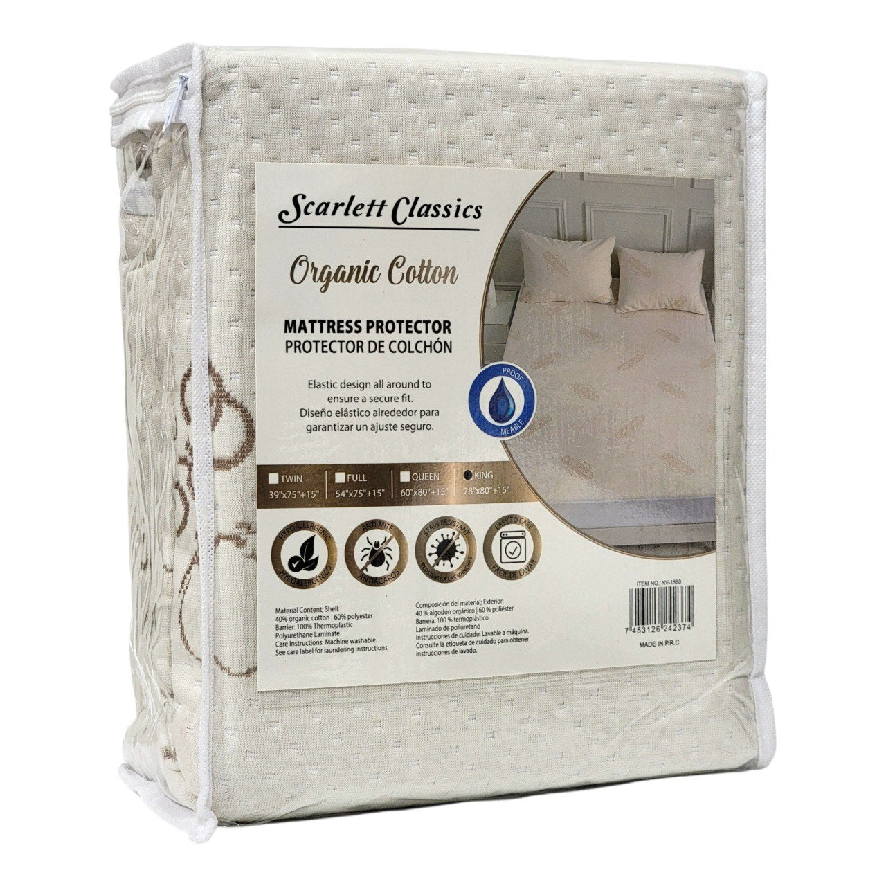 PROTECTOR DE COLCHON KING SCARLET CLASSICS  198X203+38CM