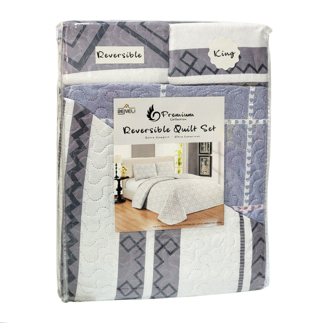 JUEGO DE SABANAS CAMERA TIPO EDREDON REVERSIBLE DE 3 PIEZAS KING BENELI HOME 17 ESTILOS