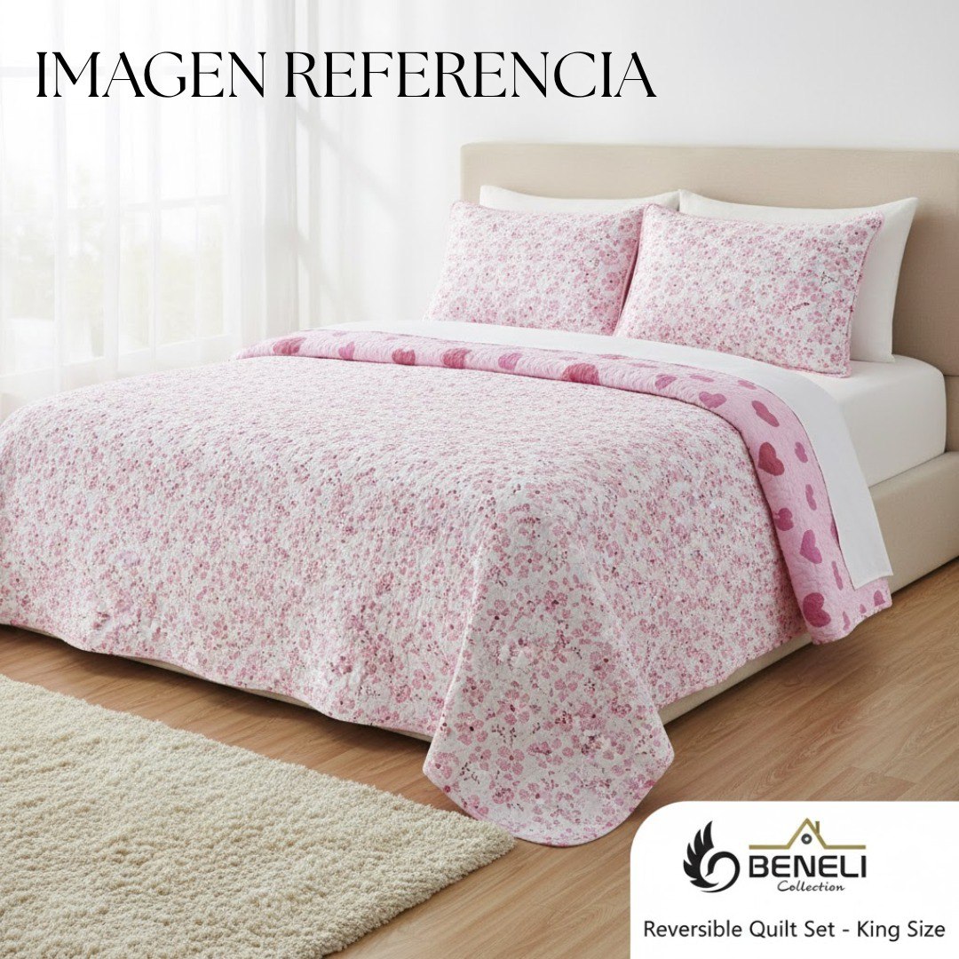 JUEGO DE SABANAS CAMERA TIPO EDREDON REVERSIBLE DE 3 PIEZAS KING BENELI HOME 17 ESTILOS