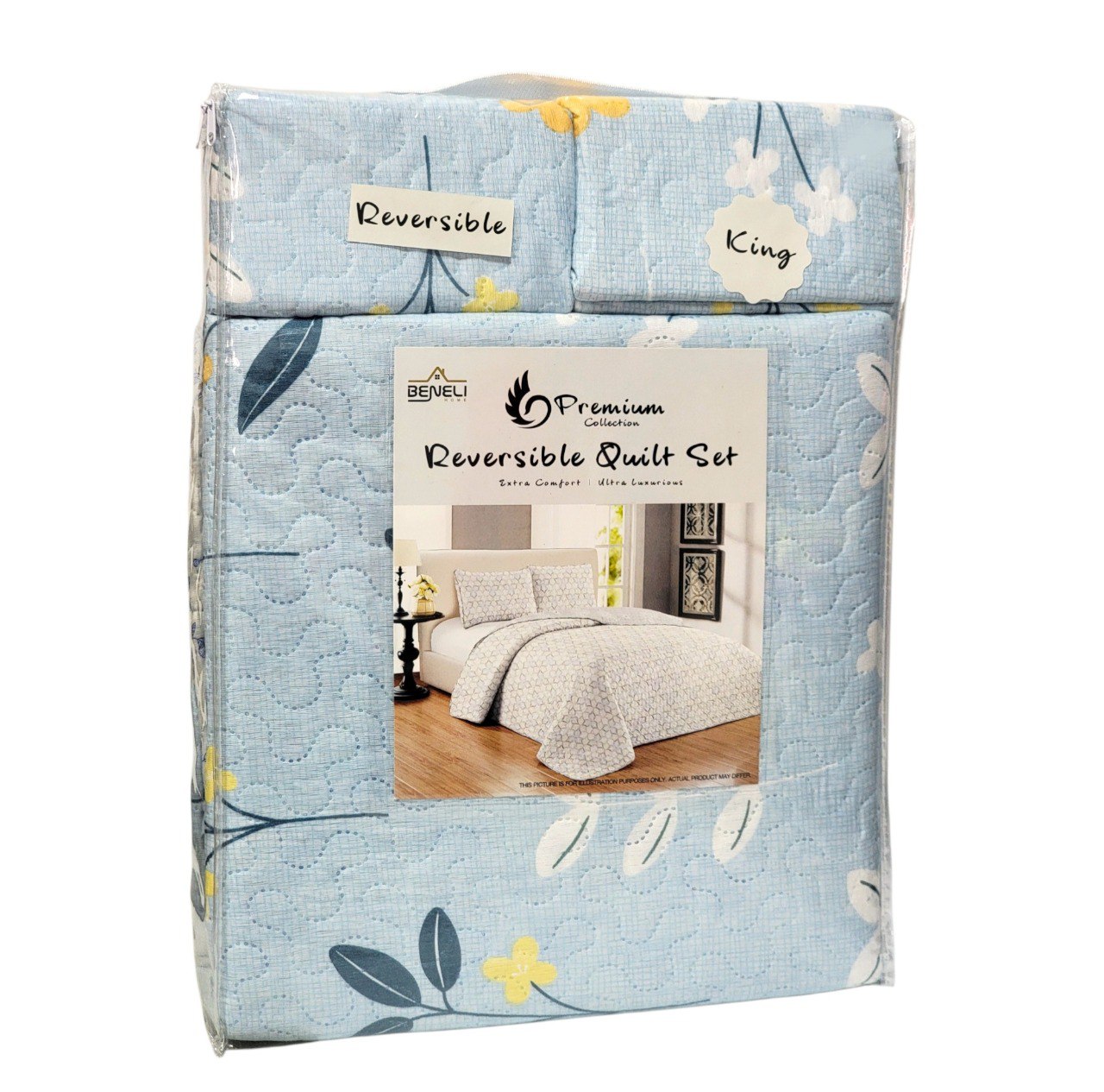 JUEGO DE SABANAS CAMERA TIPO EDREDON REVERSIBLE DE 3 PIEZAS KING BENELI HOME 17 ESTILOS