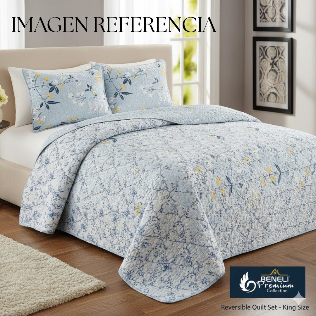 JUEGO DE SABANAS CAMERA TIPO EDREDON REVERSIBLE DE 3 PIEZAS KING BENELI HOME 17 ESTILOS