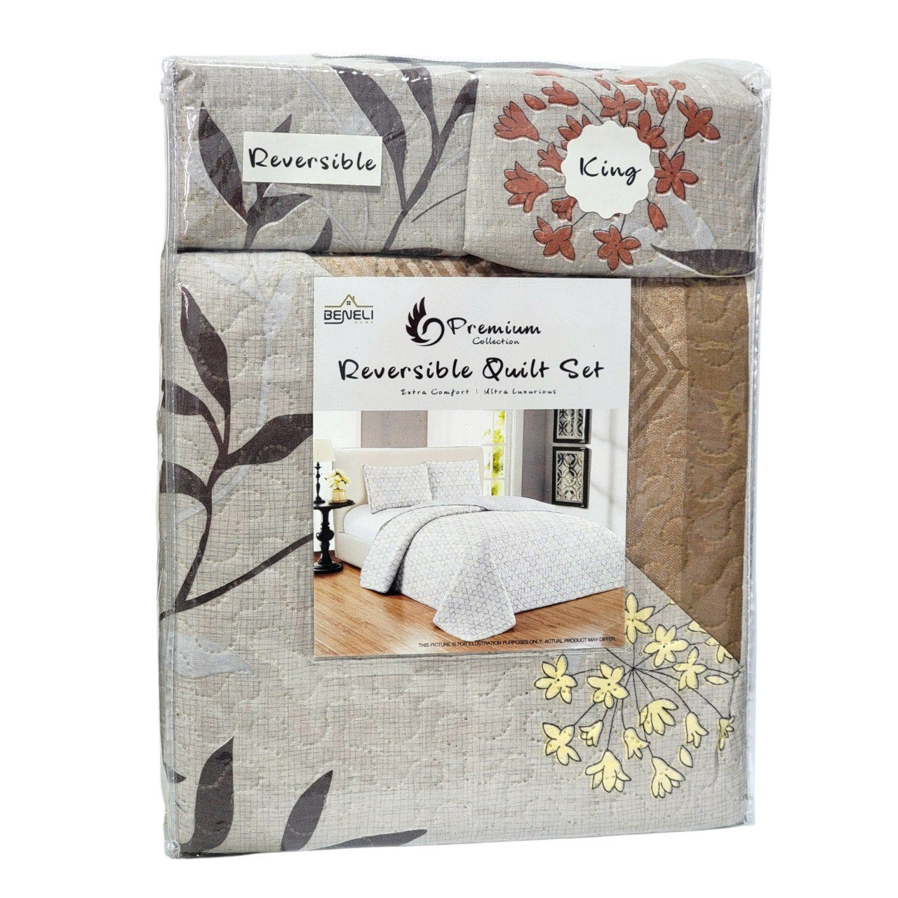 JUEGO DE SABANAS CAMERA TIPO EDREDON REVERSIBLE DE 3 PIEZAS KING BENELI HOME 17 ESTILOS