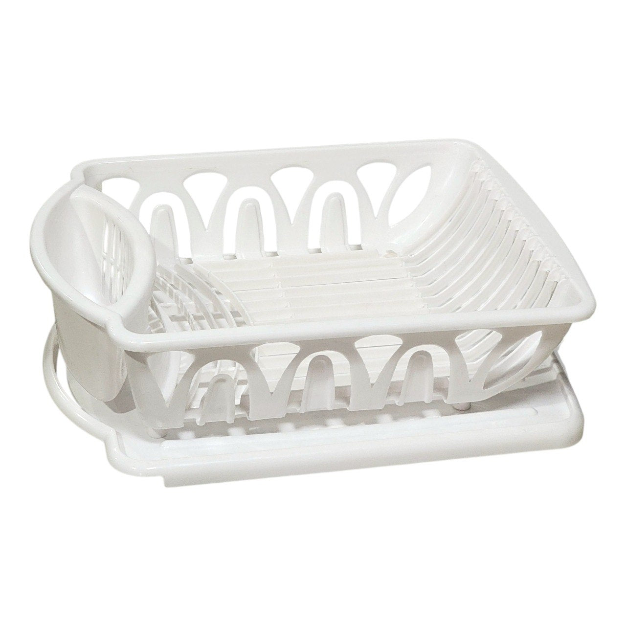 ORGANIZADOR ESCURRIDOR DE PLATOS DE PLÁSTICO CON BANDEJA 33X42CM
