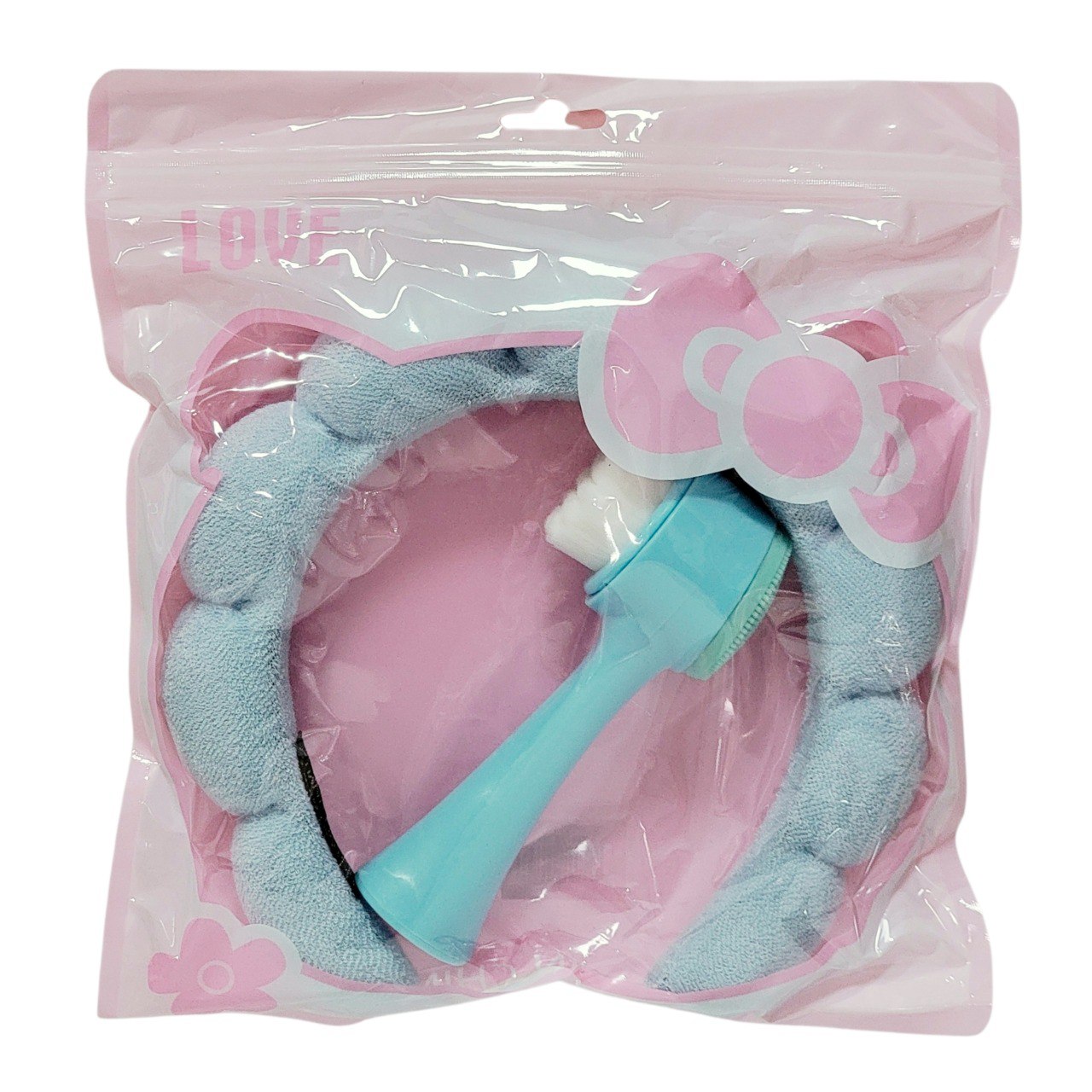 SET DE CUIDADO FACIAL DE 2 PIEZAS, VINCHA Y CEPILLO FACIAL DUAL DE 13CM