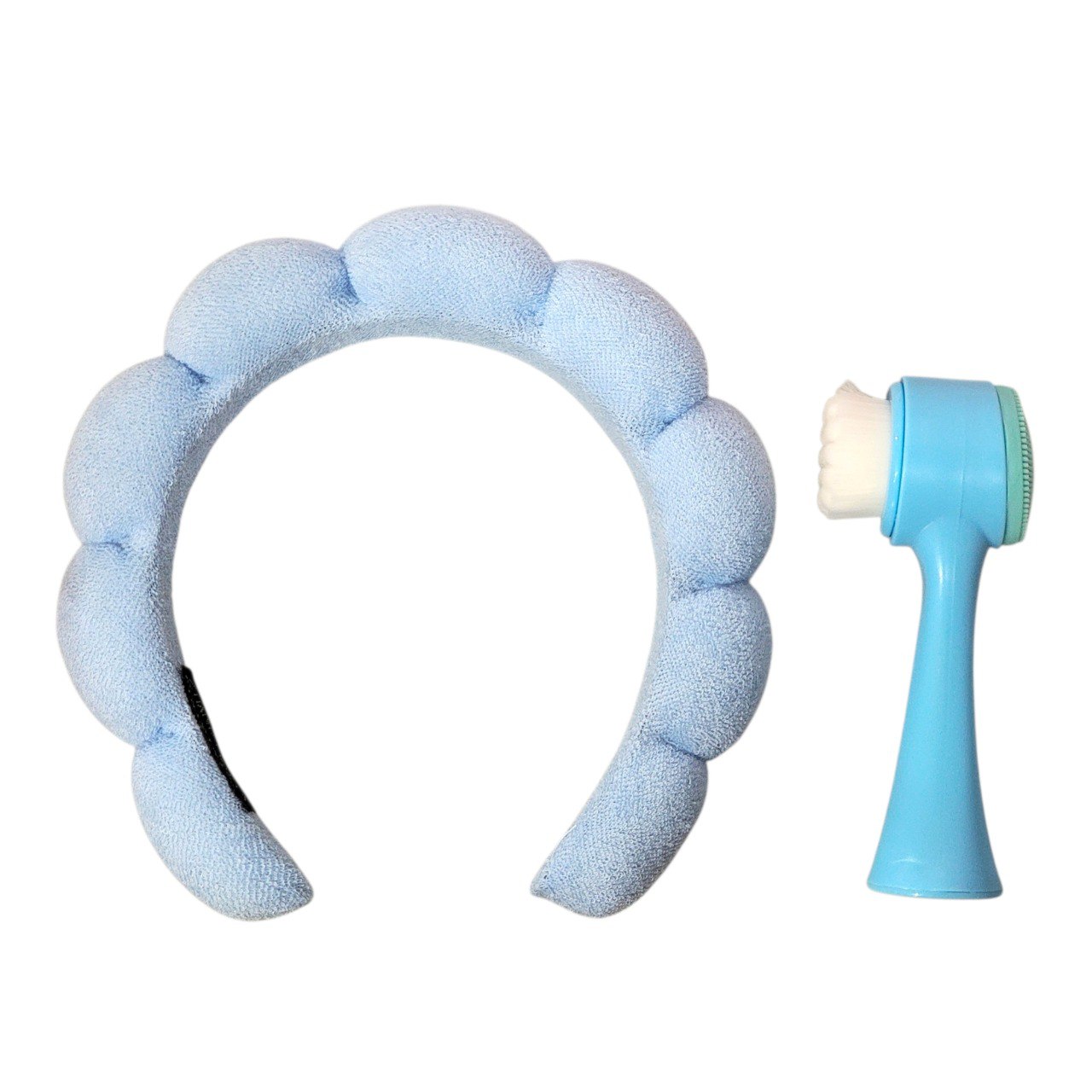 SET DE CUIDADO FACIAL DE 2 PIEZAS, VINCHA Y CEPILLO FACIAL DUAL DE 13CM